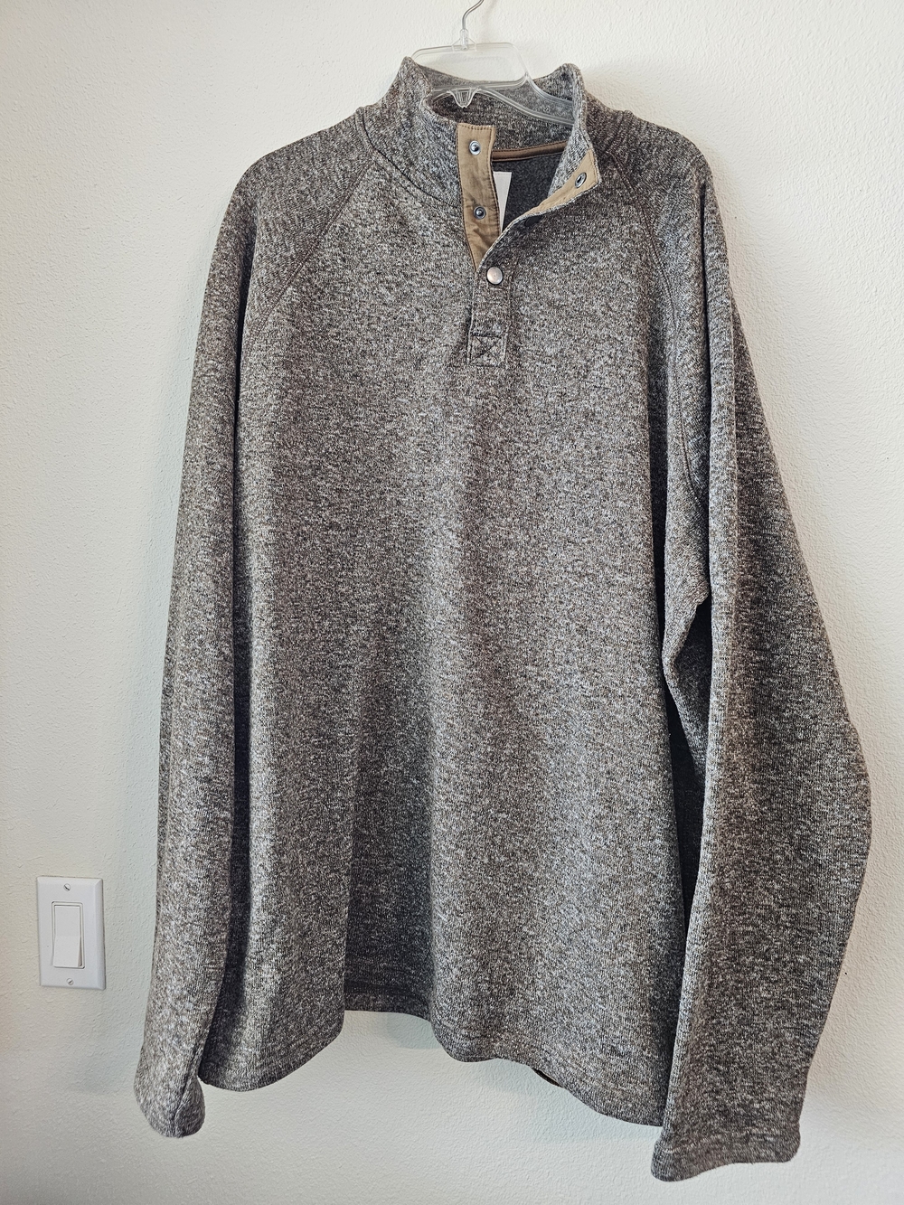 Sonoma Gray Heather Snap-Quarter Pullover Cardigan